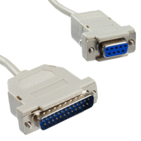 Serial RS232 Printer Cable DB09F / DB25M Moulded