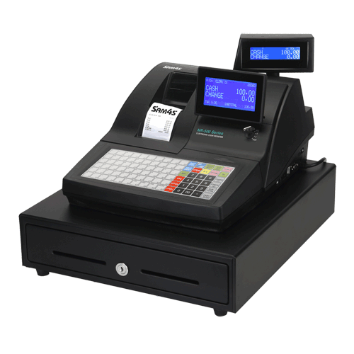 SAM4S NR-520 Cash Register w/Flat Key, 2 Station Thermal Printer